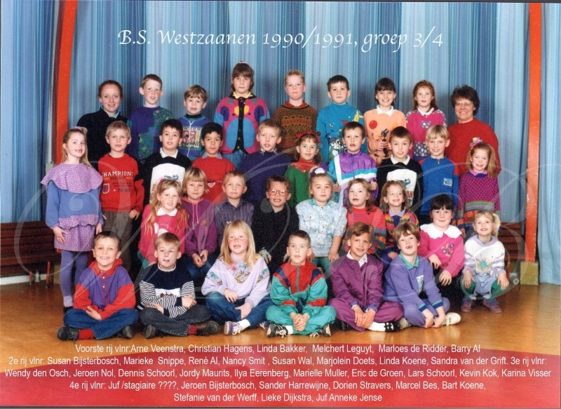 Basis School Westzaan  1990/1991 Groep 3/4